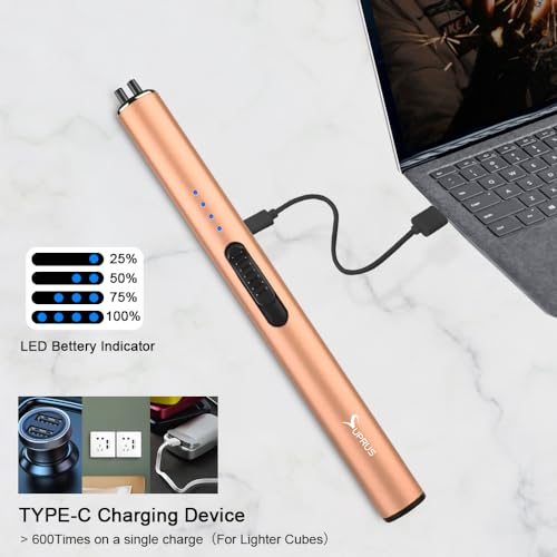 Electric Arc Flameless USB Rechargeable Lighter with Safety Lock - Peach Fuzz