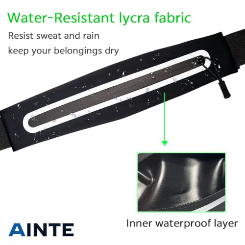 Slim Running Belt with Phone Holder - Water-Resistant Waist Pack - Black