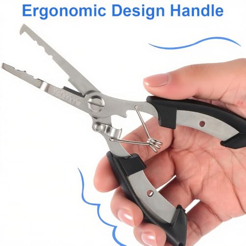 Multifunctional Stainless Steel Fishing Pliers with Hook Remover & Lanyard