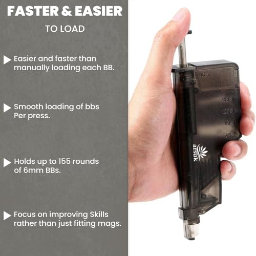 6mm Airsoft Speed Loader with Adapter - 155 Rounds - Black