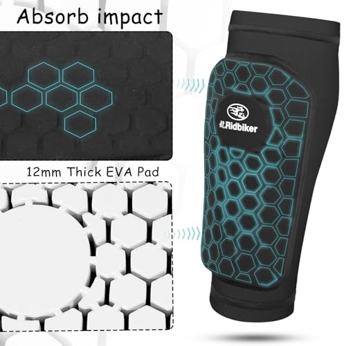 RIDBIKER Kids & Adults Soccer Shin Guards Black Medium Impact Protection