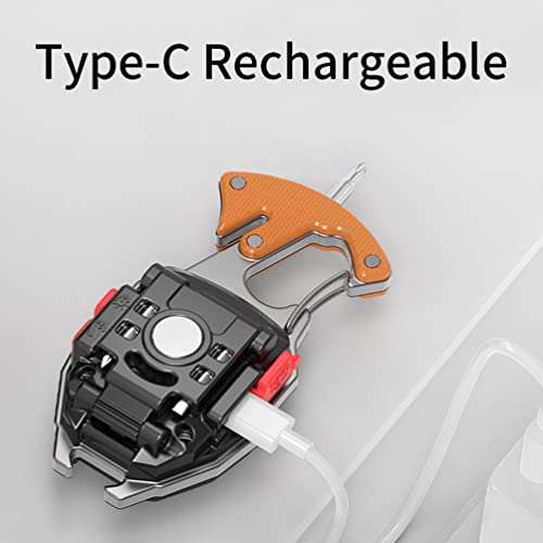 7-in-1 Multitool Keychain Flashlight - Rechargeable COB Light with Carabiner, Bottle Opener, Screwdriver, Magnetic Base - W5147-Orange