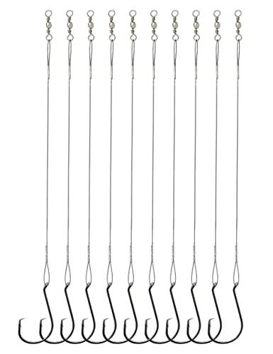 Beoccudo 8/0 Heavy Duty Saltwater Circle Hooks with Steel Leader Wire - 25pcs