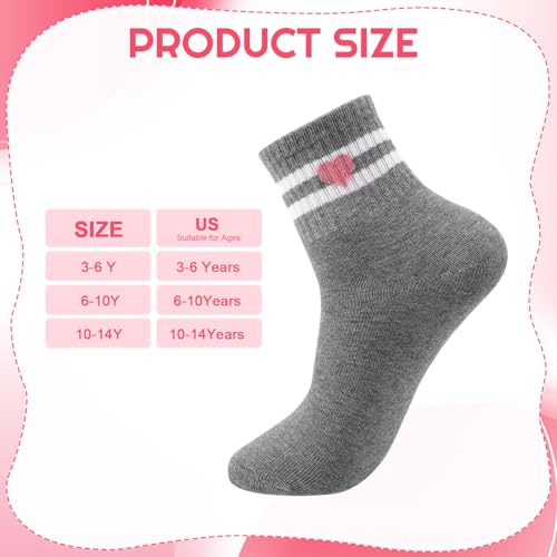 Jspupifip Girls Crew Athletic Socks for Ages 6-10 - Pink White Gray Dark Gray