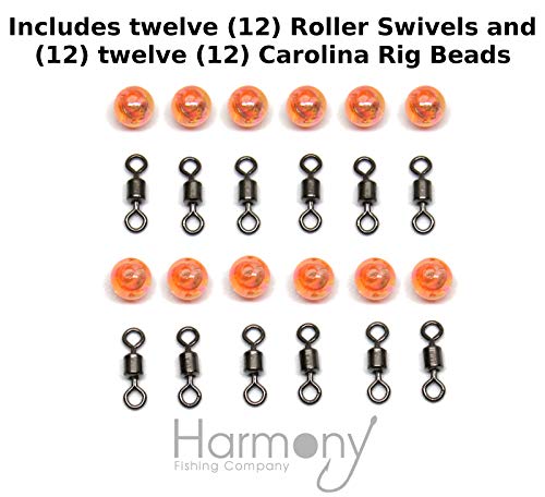 Carolina Rig Swivel Kit - 12 Roller Swivels & Beads for Bass Fishing
