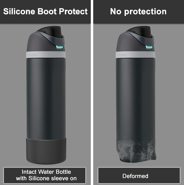 Silicone Protective Boot for 24 oz Water Bottles - Anti-Slip Sleeve - Black