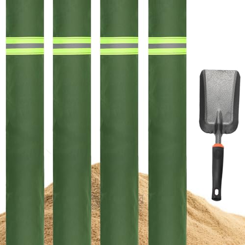Sand Bags for Flooding,4Pcs Flood Prevention Sandbags,Thickened Long Canvas with Elastic Band, Reusable Flood Barriers for Indoor and Outdoor Garage 4'X 7"