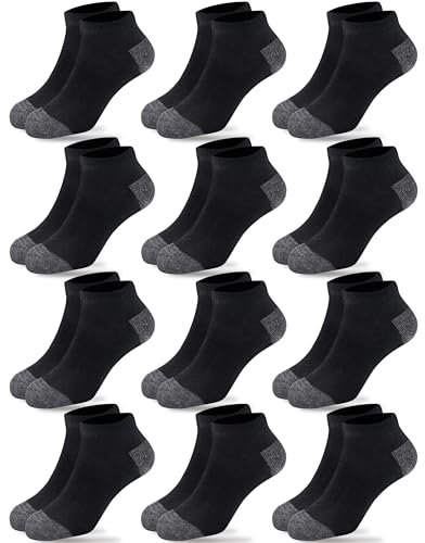 12 Pairs Kids Low Cut Ankle Socks for Boys & Girls - 2-4T Black & Gray