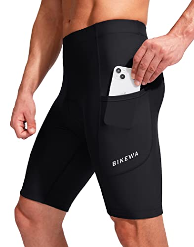 Men's 3D Padded Cycling Shorts with Zipper Pockets - Black, Medium