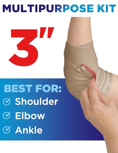 Elastic Bandage Wrap - 3" Wide, Self-Closing Compression - 2 Pack