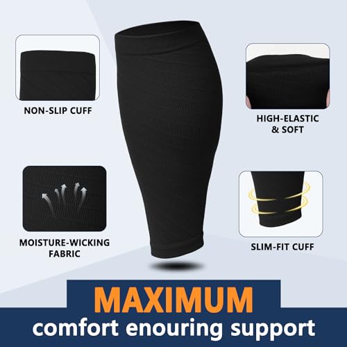 CTHH Calf Compression Sleeves XX-Large Black | Footless Calf Support for Men & Women