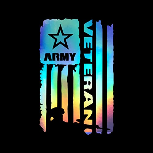 Army Veteran Flag Decal Sticker - Holographic 4" x 6.5"