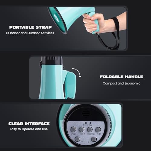 20W Portable Megaphone Bullhorn with Siren & Recording