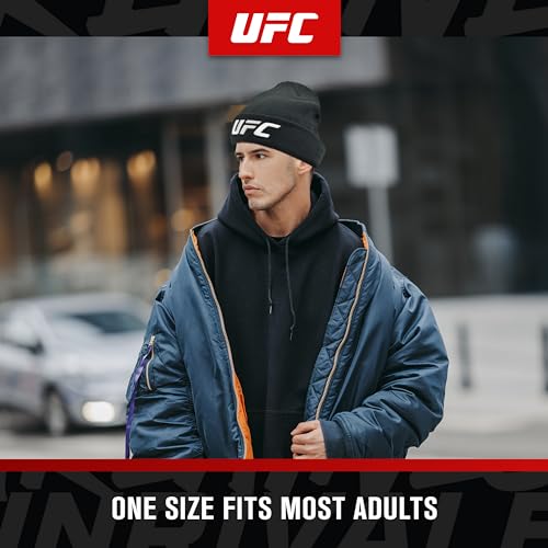 UFC Beanie Hat - Cuffed Winter Knit Cap - One Size, Black