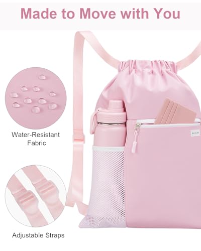 Large Capacity Drawstring Backpack with Mesh Pocket - Water-Resistant Gym Sack for Travel & Daily Use