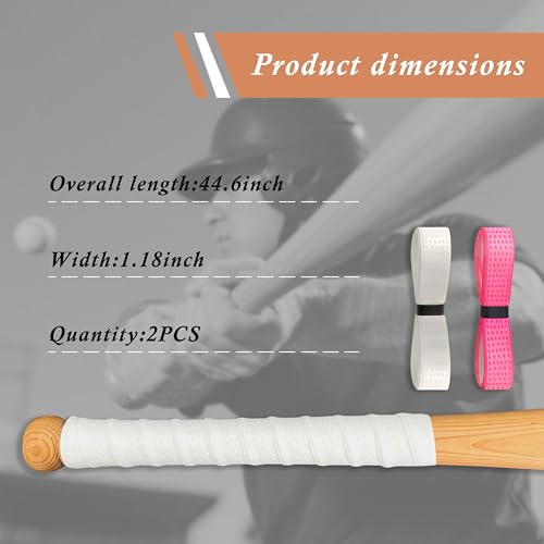 Bat Grip Tape for Baseball & Softball - Precut Wrap - Pink & White