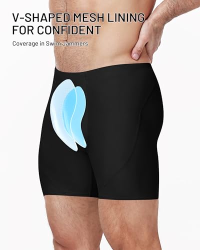 Men's Swim Jammers Quick-Dry Compression Shorts - Medium Black