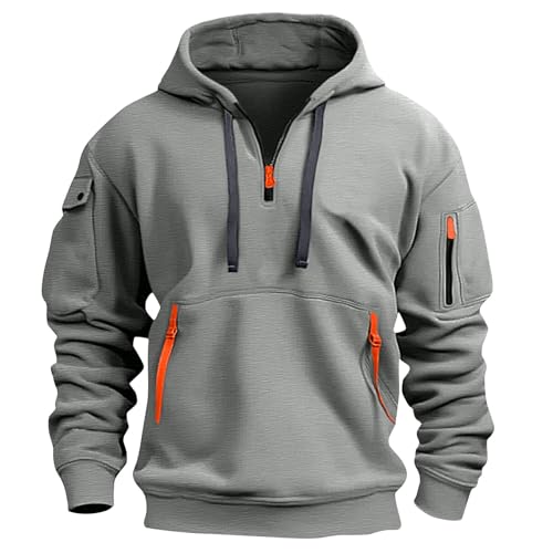 Men's Tactical Half Zip Hoodie - Large Light Gray