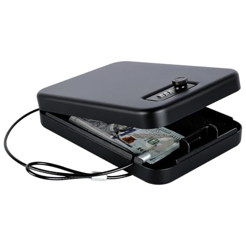 Portable Handgun Safe Lock Box with Mechanical Code Lock - 9.4" x 6.4" x 1.8"