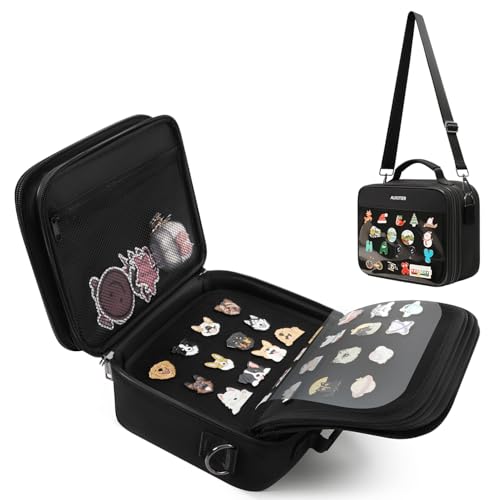 AUROTIER Black Enamel Pin Display Bag with 12-Page Book & Removable Pads