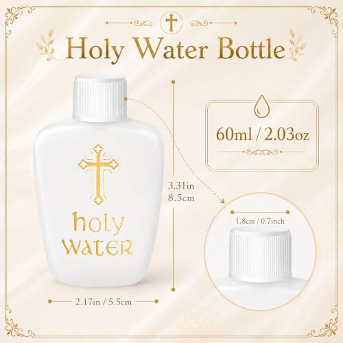 60 Pcs 2oz Holy Water Bottles Bulk Plastic Containers for Religious Use