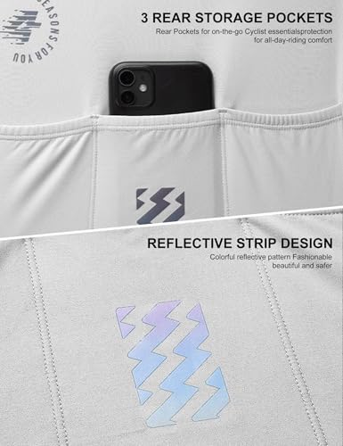 LAMEDA Women's Long Sleeve Cycling Jersey with Pockets - White, Medium