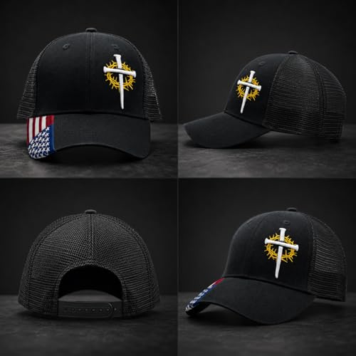 Christian Cross Baseball Cap for Men, One Size, Black | Onlydads