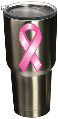 Breast Cancer Awareness Ribbon Vinyl Sticker Decal - 2 Pack, 2" x 3.6"