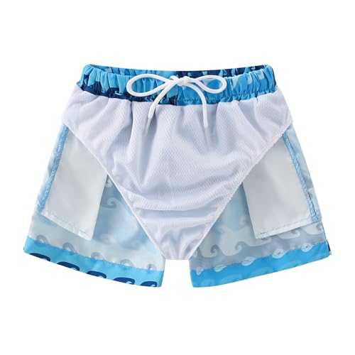 Boys Swim Trunks - Toddler Broad Swim Shorts UPF50+ - Wave A, 5-6 Years