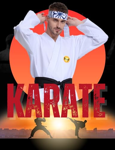 Mahoon Adult Karate Costume Set with Belt & Headband - Small-Medium Halloween Cosplay