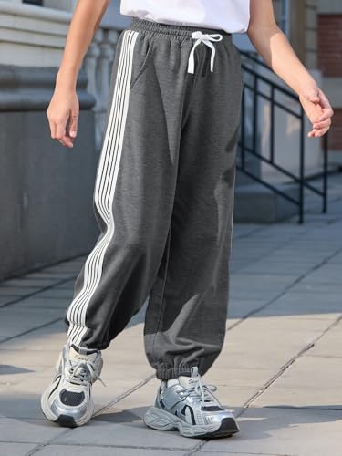Boys Athletic Sweatpants with Pocket & Drawstring - Dark Gray, 9-10Y