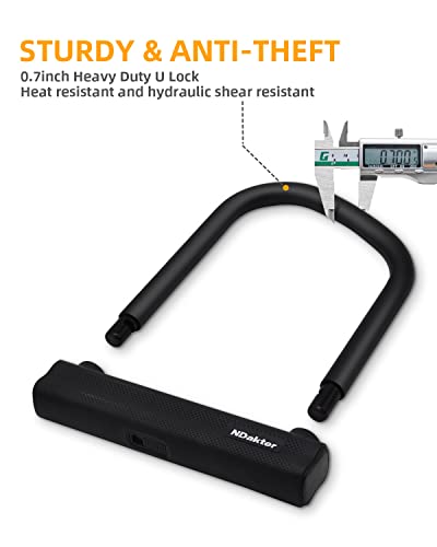NDakter 18mm Heavy-Duty Anti-Theft Bike U Lock with 3 Keys, 5.9 x 2.6in Inner Size