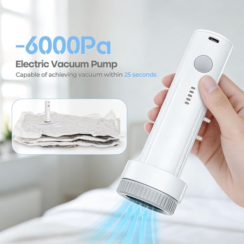 Portable Cordless Electric Vacuum Pump for Storage Bags - White