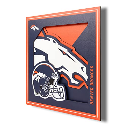 YouTheFan NFL Denver Broncos 3D Logo Wall Art 12" x 12" - Floating Multi-Layered Design