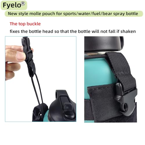 Fyelo Basic Molle Water Bottle Holder - Adjustable 16-76 oz Outdoor Pouch, Black