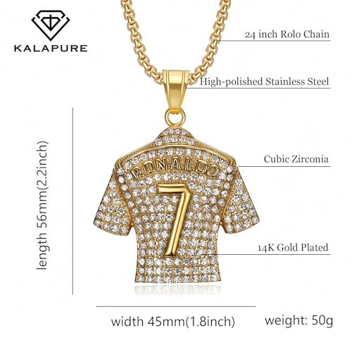 Soccer Jersey Necklace No.7 for Boys and Men - Football Fan Jewelry