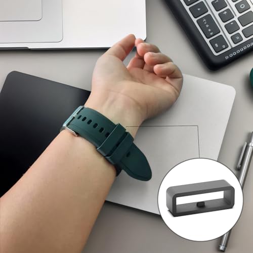 Silicone Watch Band Keeper Rings - 22mm Black, 8 Pack