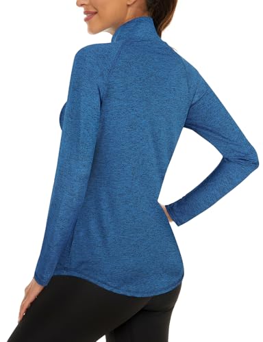 LURANEE Women's UPF 50+ Long Sleeve 1/4 Zip Athletic Pullover - XX-Large Dark Blue
