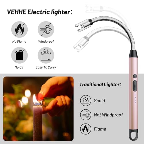 Electric Candle Lighter with Flexible Neck - Rose Gold