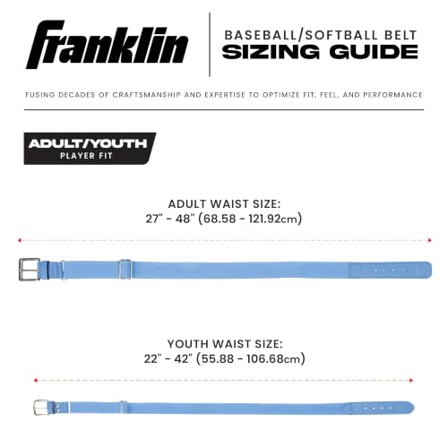 Adjustable Youth Baseball & Softball Belt - 22"-42" Carolina Blue