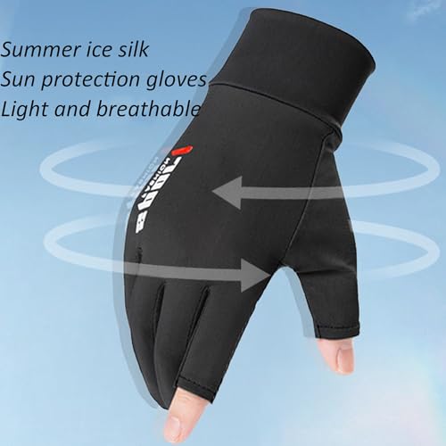 Breathable Half-Finger Cycling Gloves - UV Protection Mesh - Black, One Size