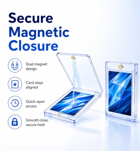 55pt Magnetic Card Holders - 50 Pack Clear Acrylic Cases for Trading Cards