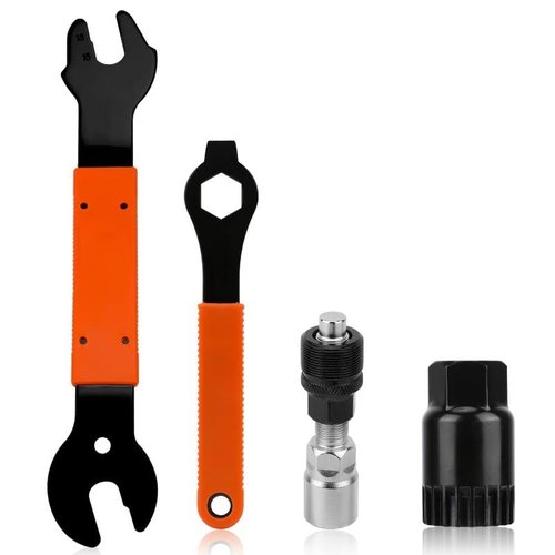CFIKTE Bicycle Repair Tool Assortment Kit（ 4Pcs）,Bike Pedal Wrench+Bike Crank Extractor + Bike Bottom Bracket Remover + 16mm Spanner Wrench.