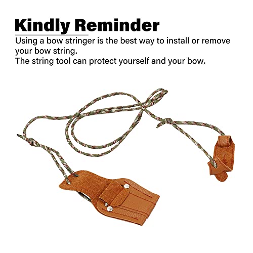 Recurve Bow Stringer Tool - Durable Nylon & Leather - Brown