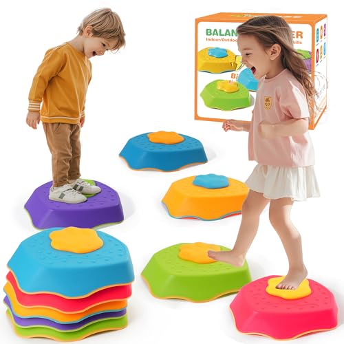 G-WING 5-Piece Kids Balance Stones with Sound Effects, Non-Slip Indoor Outdoor Toddler Motor Skills Toy
