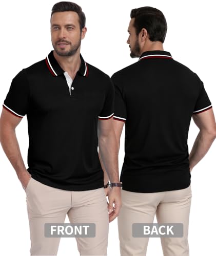 ZITY Men's XX-Large Black Polo Shirt with Pocket – Moisture-Wicking Collared Golf & Casual Top