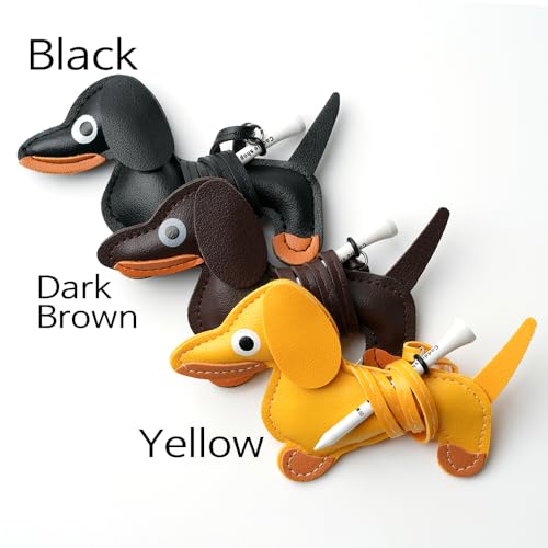 Dachshund Golf Tee Leash and Anchor – Anti-Loss Tether – Dark Brown