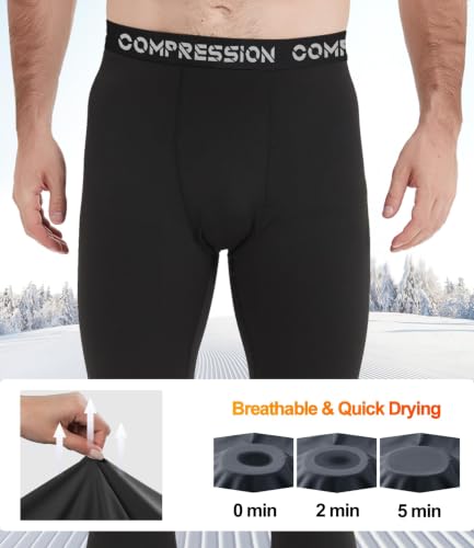 Dalavch 4 Pack Men's Thermal Compression Pants Fleece Lined Leggings Large Black Heather Gray Blue