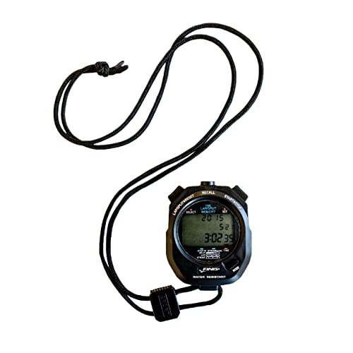 Waterproof Stopwatch for Swim Training - 300 Split Memory - Black