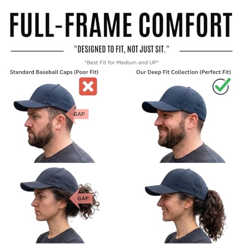 Adjustable Deep Crown Cotton Cap - Black One Size